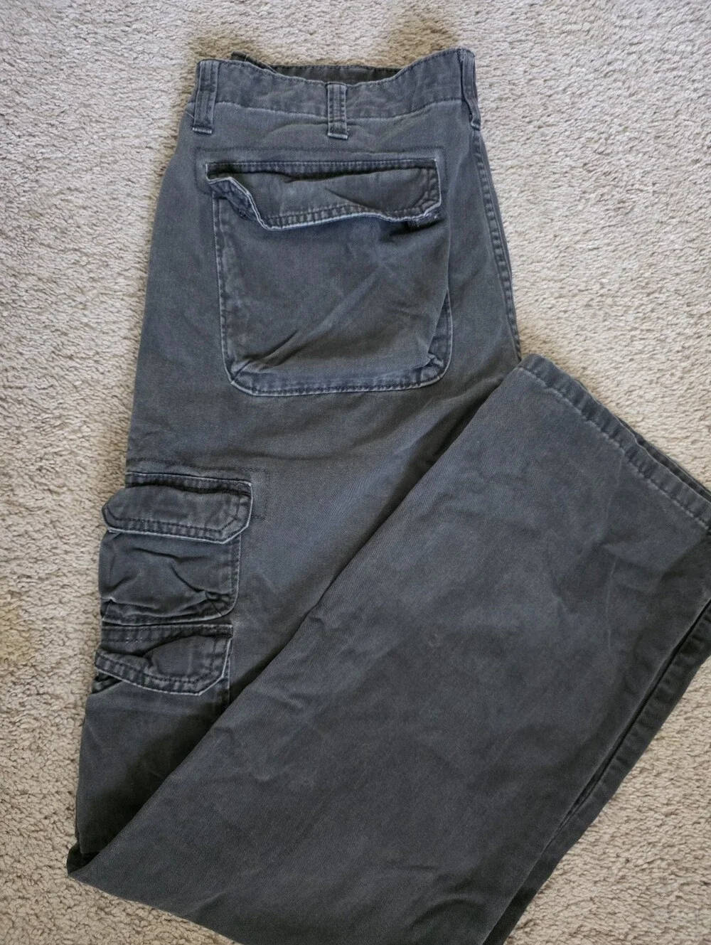 Wrangler Authentics Men’s Faded Black Grey Cargo Pants 34x34 Y2K Streetwear